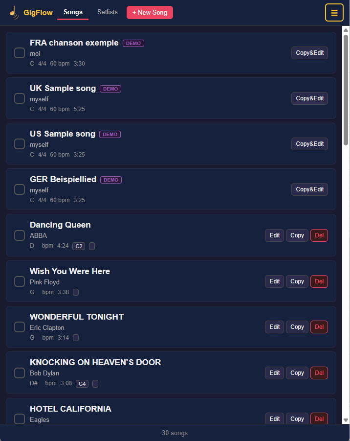 Répertoire GigFlow Live